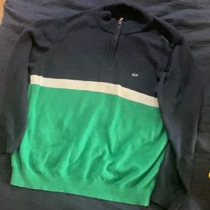 Blue wire and green vineyard vines quarter zip